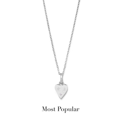 Custom Stamped Heart Pendant Necklace (Silver)