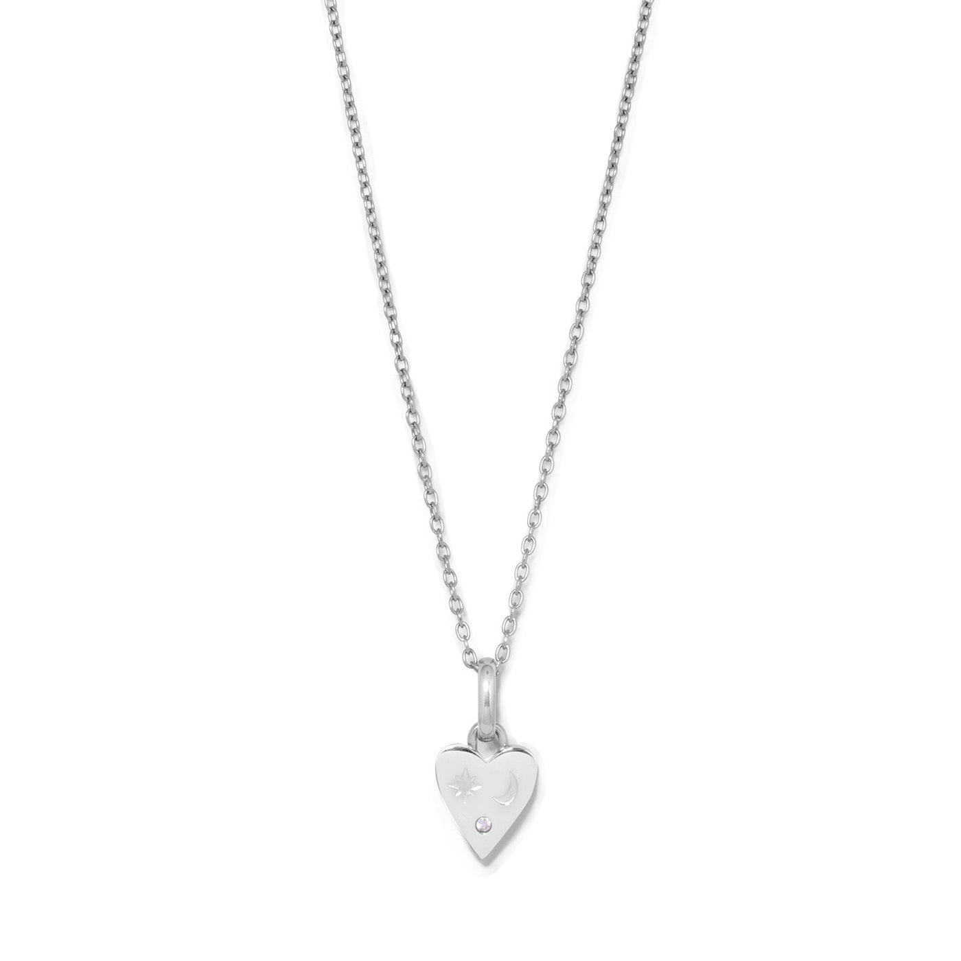Custom Stamped Heart Pendant Necklace (Silver)