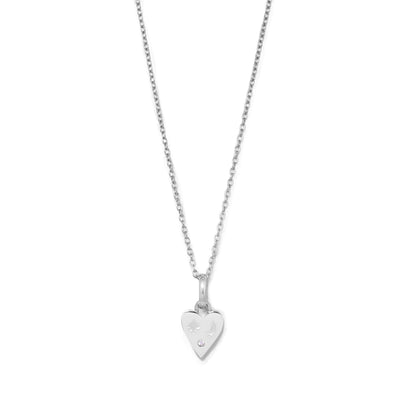 Custom Stamped Heart Pendant Necklace (Silver)