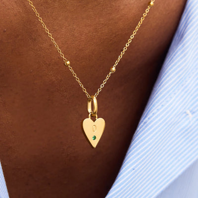 Custom Stamped Heart Pendant Necklace (Gold)