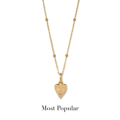 Custom Stamped Heart Pendant Necklace (Gold)