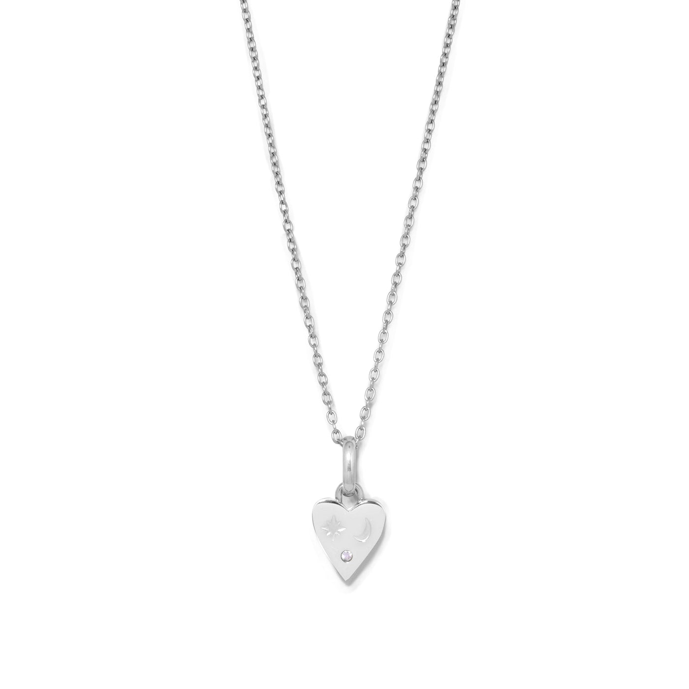 Custom Stamped Heart Pendant Necklace (Silver)
