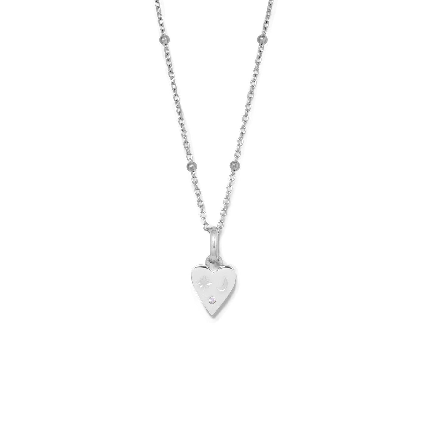 Custom Stamped Heart Pendant Necklace (Silver)