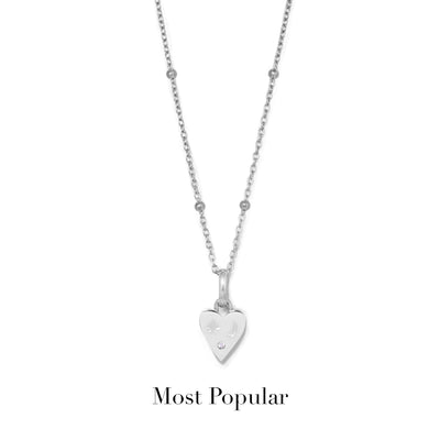 Custom Stamped Heart Pendant Necklace (Silver)