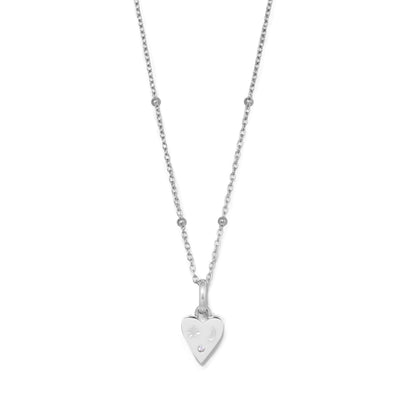 Custom Stamped Heart Pendant Necklace (Silver)