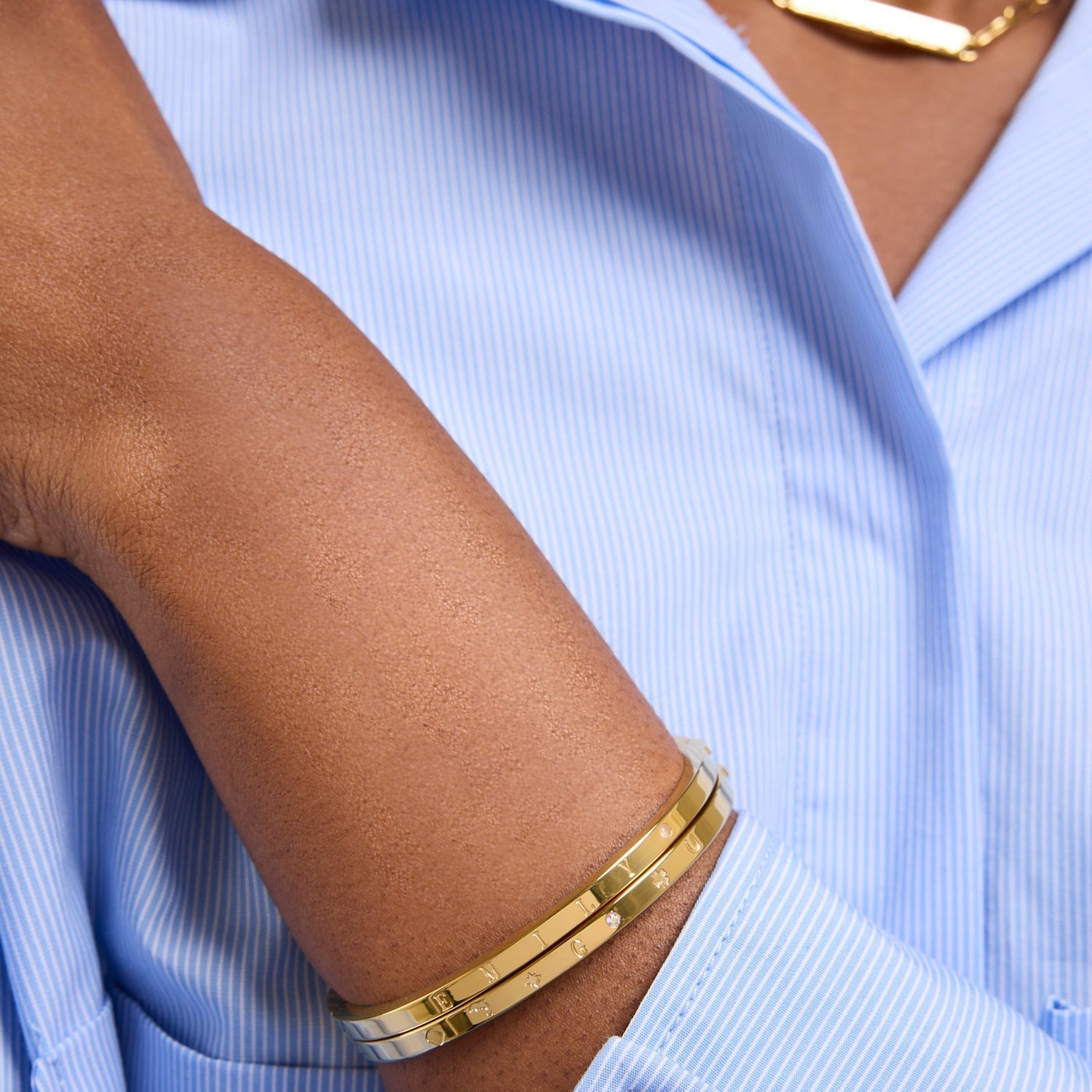 Custom Stamped Name Bangle (Gold)