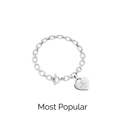 Heart Token Oval Bracelet (Silver)