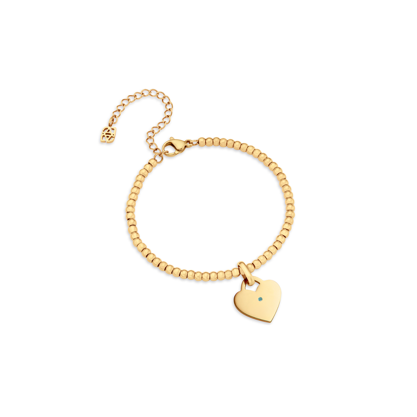 Heart Token Small Beaded Bracelet (Gold)