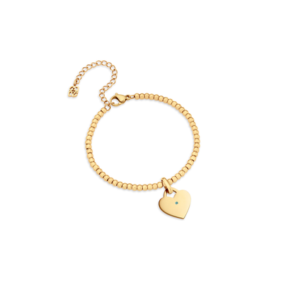Heart Token Small Beaded Bracelet (Gold)