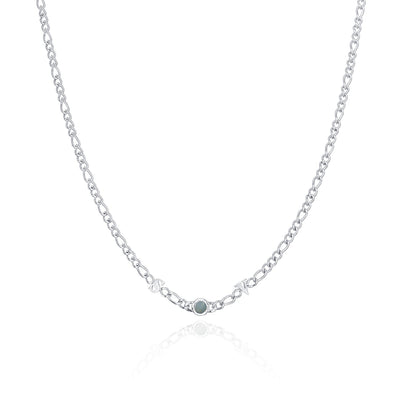 Made Mine Initials & Birthstone Necklace (Silver)