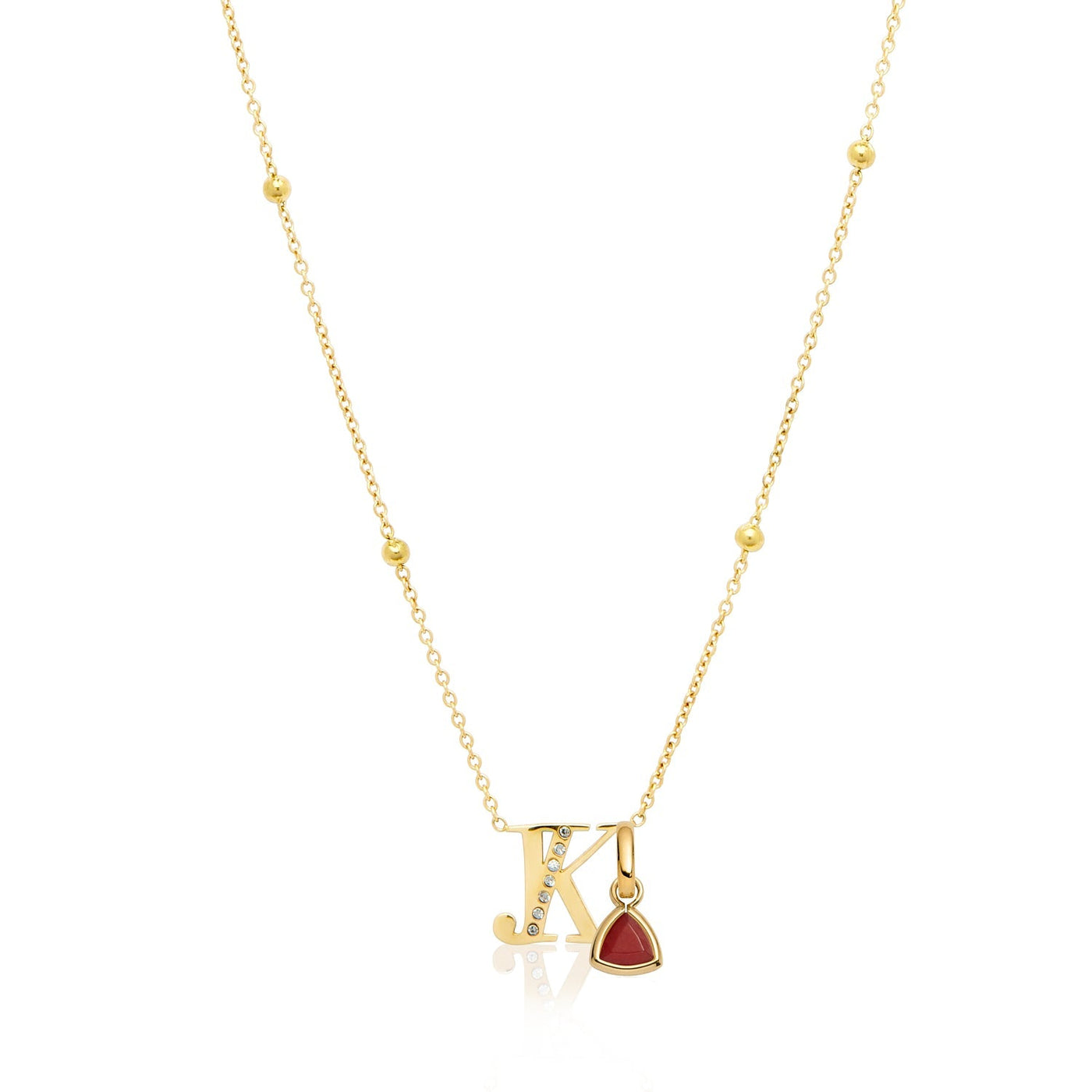 Double Initial Crystal Necklace (Gold)