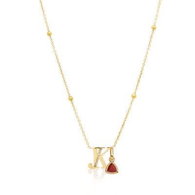 Double Initial Crystal Necklace (Gold)