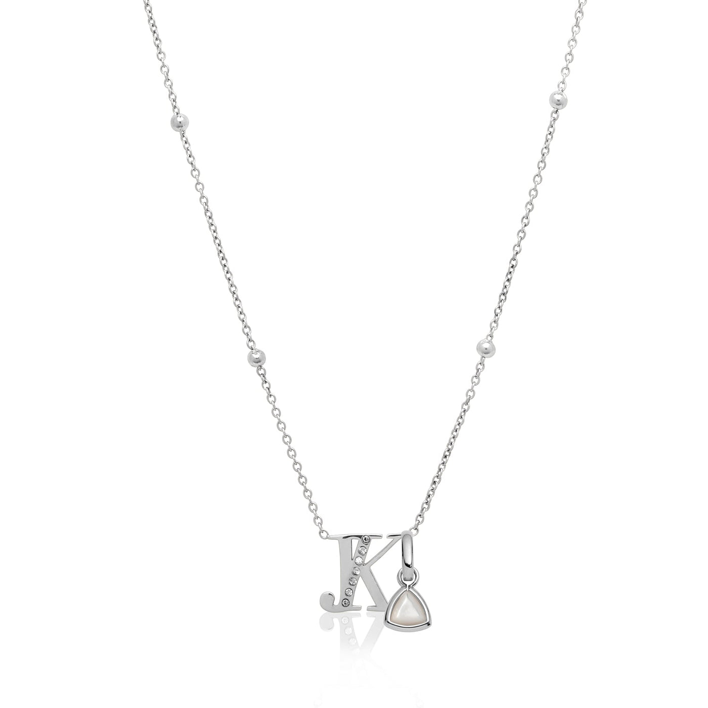 Double Initial Crystal Necklace (Silver)