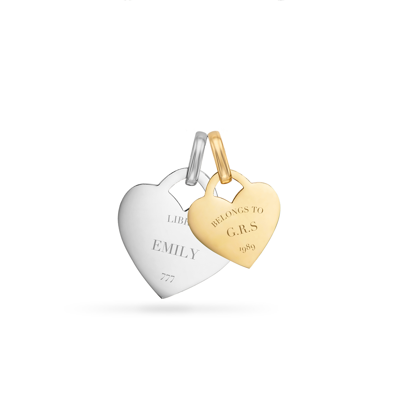 Double Heart Token Necklace (Silver)