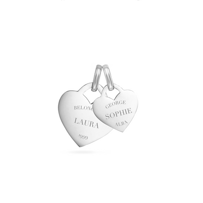 Double Heart Token Necklace (Silver)