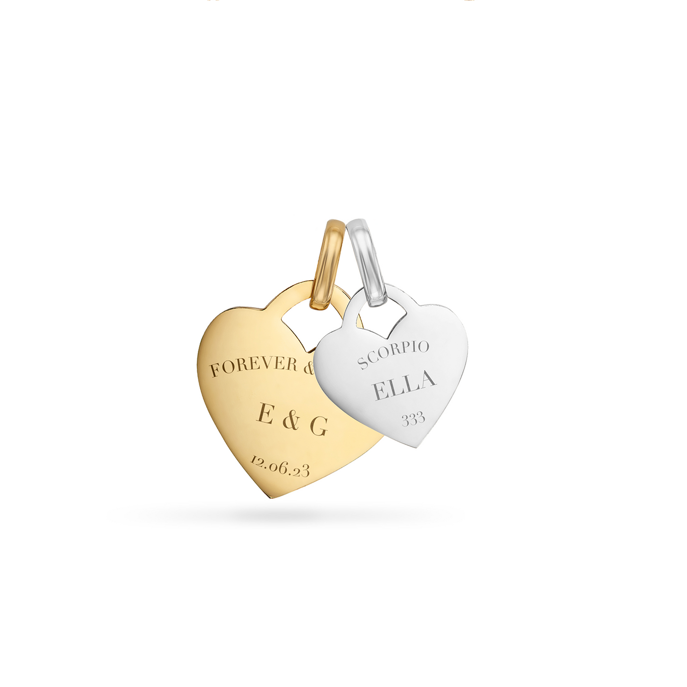 Double Heart Token Necklace (Gold)