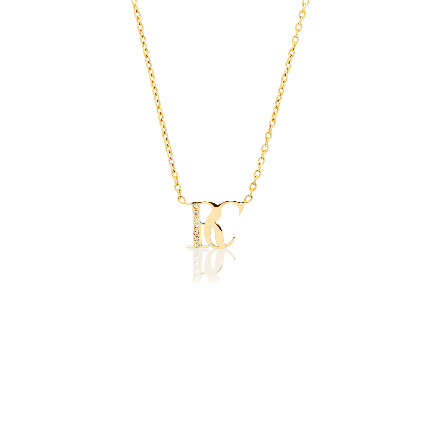 Double Initial Crystal Necklace (Gold)