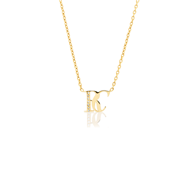 Double Initial Crystal Necklace (Gold)