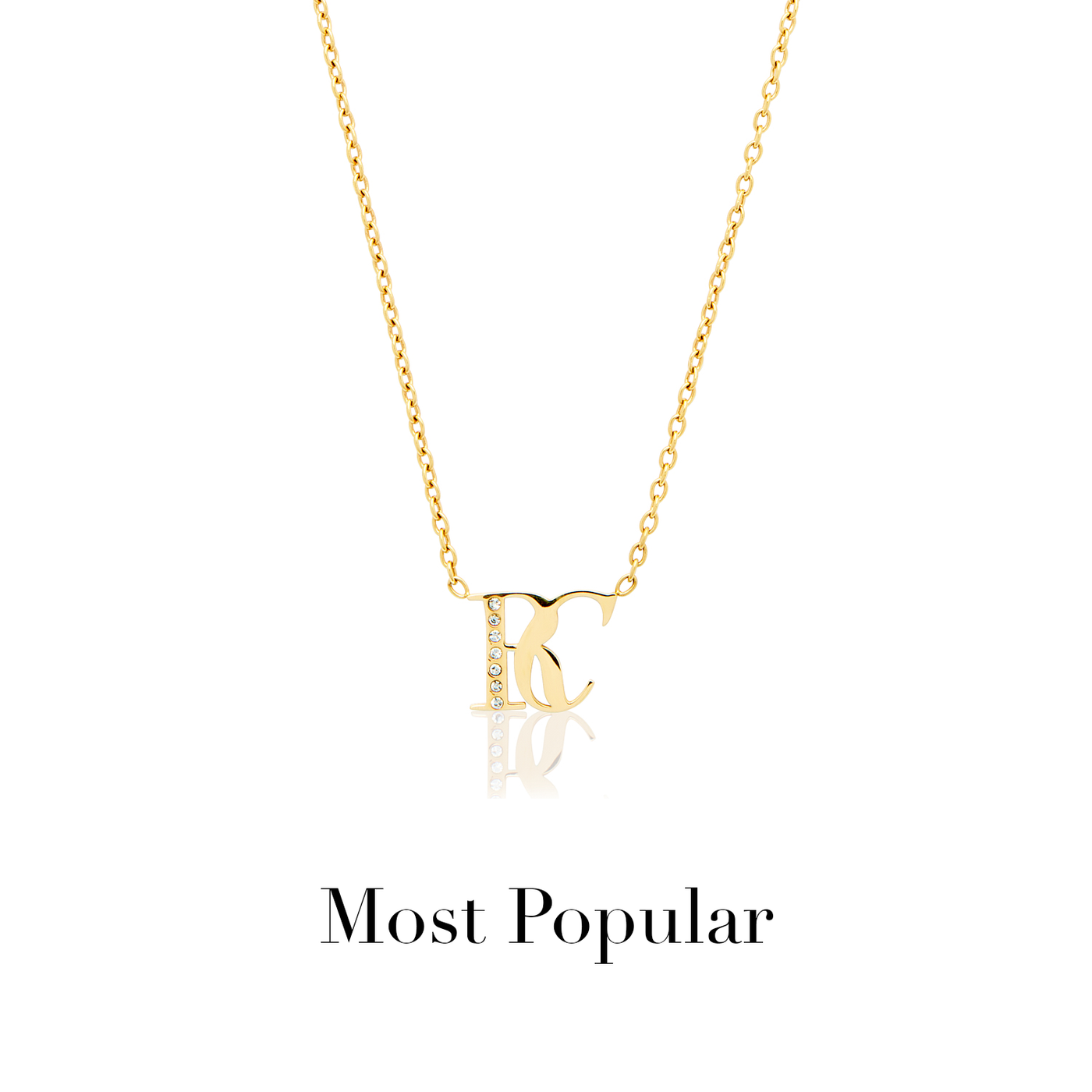 Double Initial Crystal Necklace (Gold)