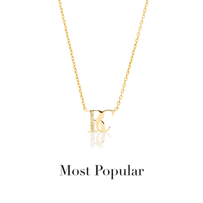 Double Initial Crystal Necklace (Gold)