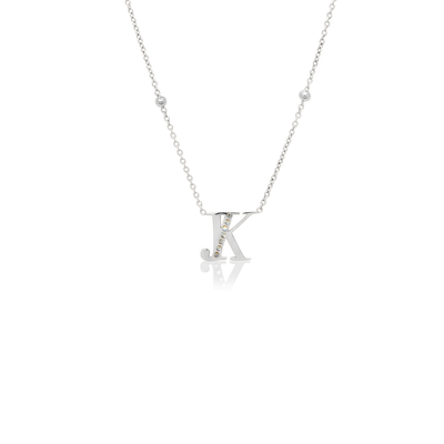 Double Initial Crystal Necklace (Silver)