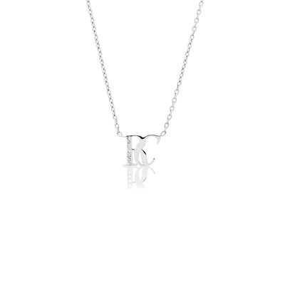 Double Initial Crystal Necklace (Silver)