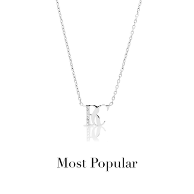 Double Initial Crystal Necklace (Silver)