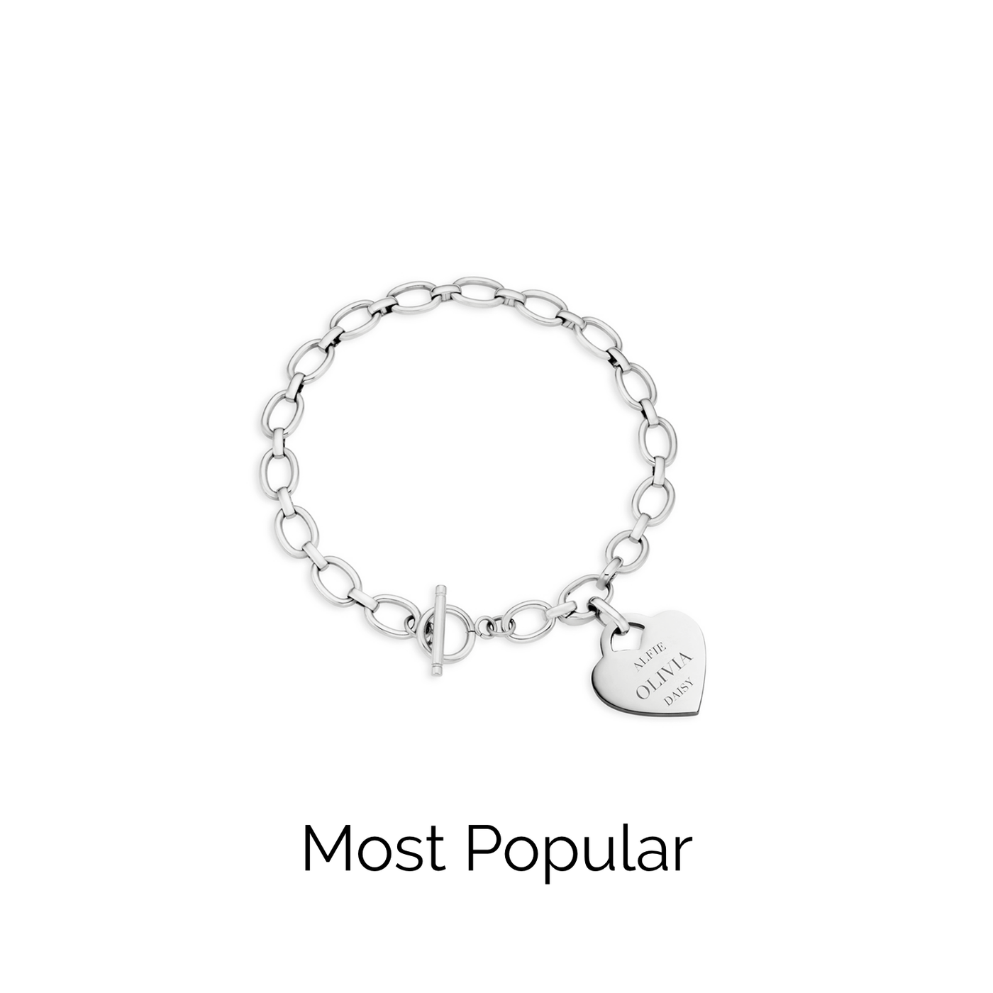 Heart Token Oval Bracelet (Silver)