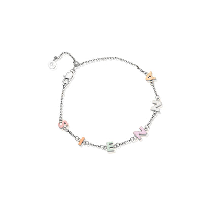 Custom Enamel Name Bracelet (Silver)