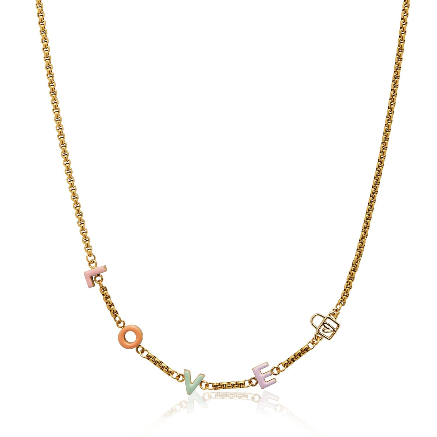 Custom Enamel Name Necklace (Gold)