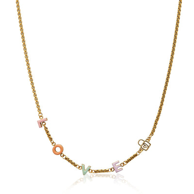 Custom Enamel Name Necklace (Gold)