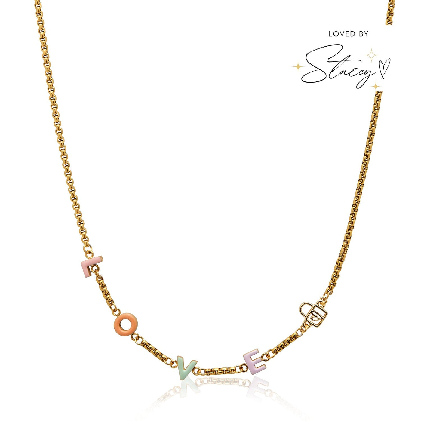 Custom Enamel Name Necklace (Gold)