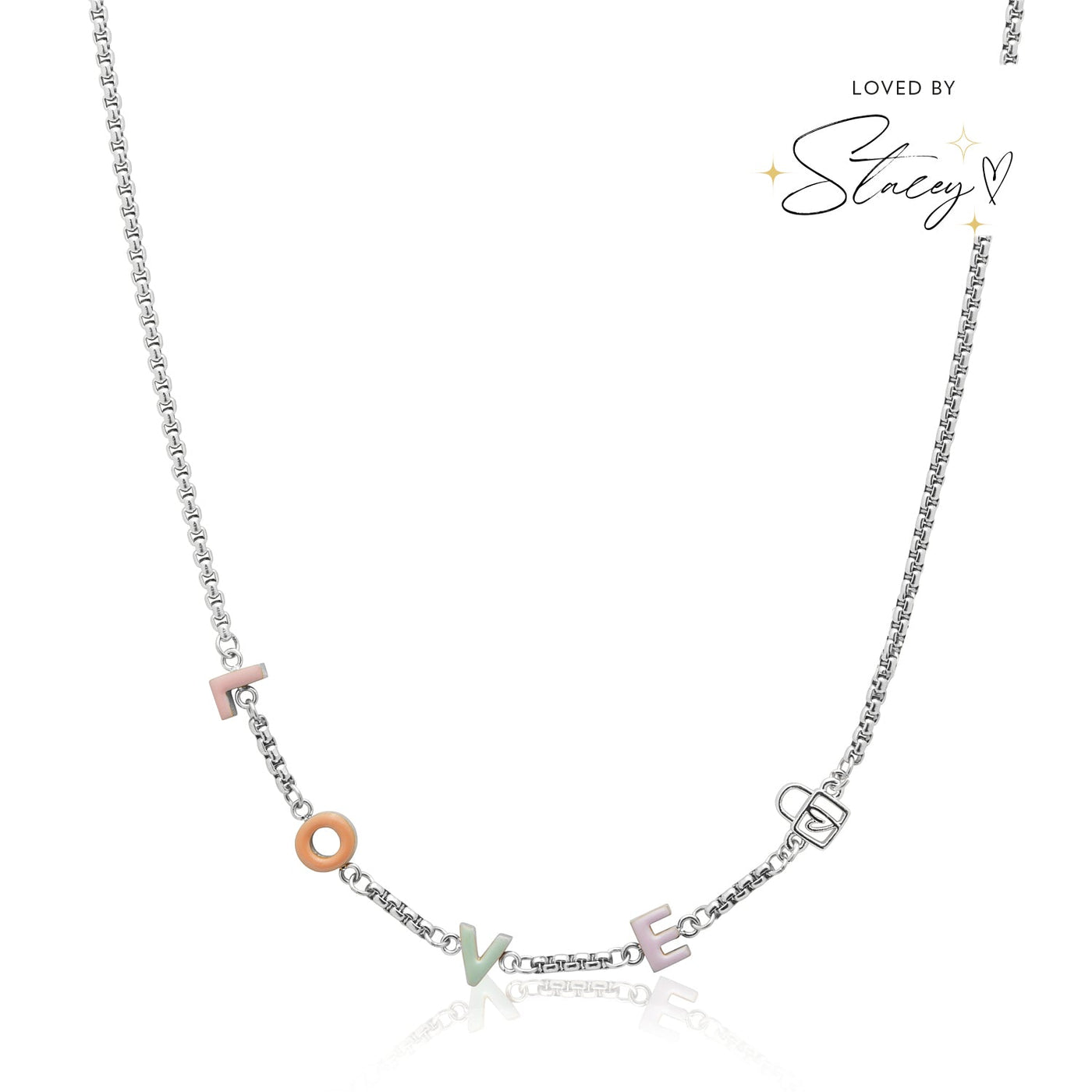 Custom Enamel Name Necklace (Silver)