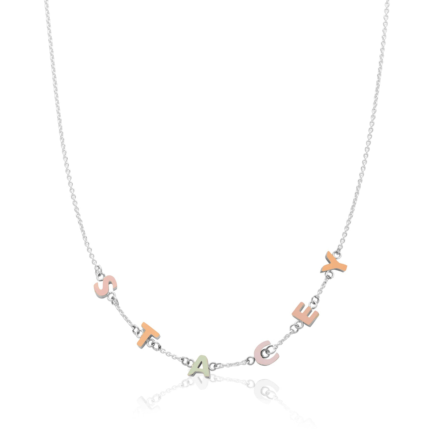 Custom Enamel Name Necklace (Silver)