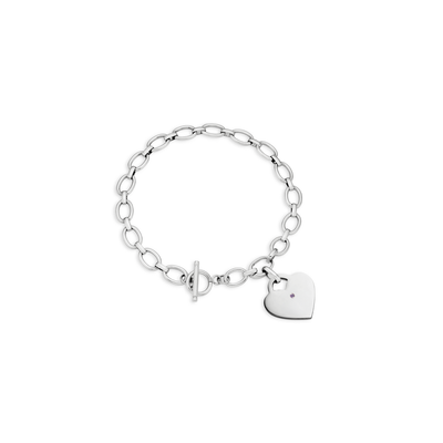 Heart Token Oval Bracelet (Silver)