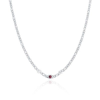 Made Mine Initials & Birthstone Necklace (Silver)