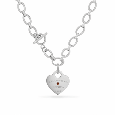 Heart Token Oval Necklace (Silver)
