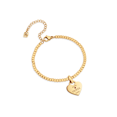 Heart Token Small Beaded Bracelet (Gold)