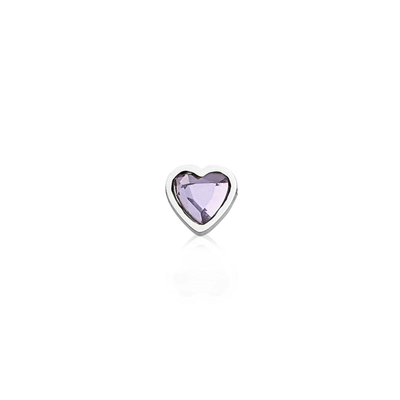 Mini Heart Birthstone Stud Earrings (Silver)
