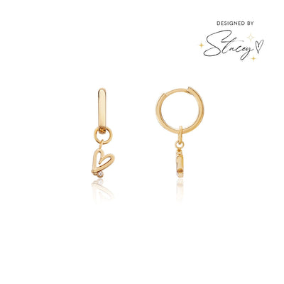 Stacey's Stories Doodle Heart Huggie Hoops (Gold)