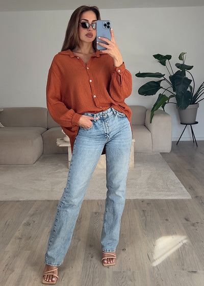 Musselin-Bluse Braun