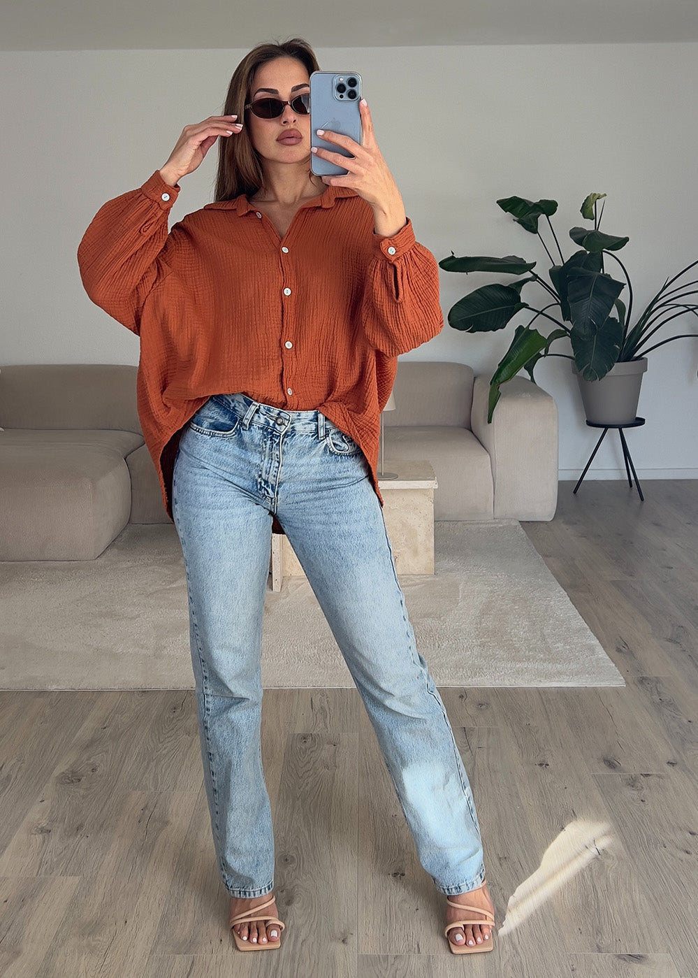 Musselin-Bluse Braun