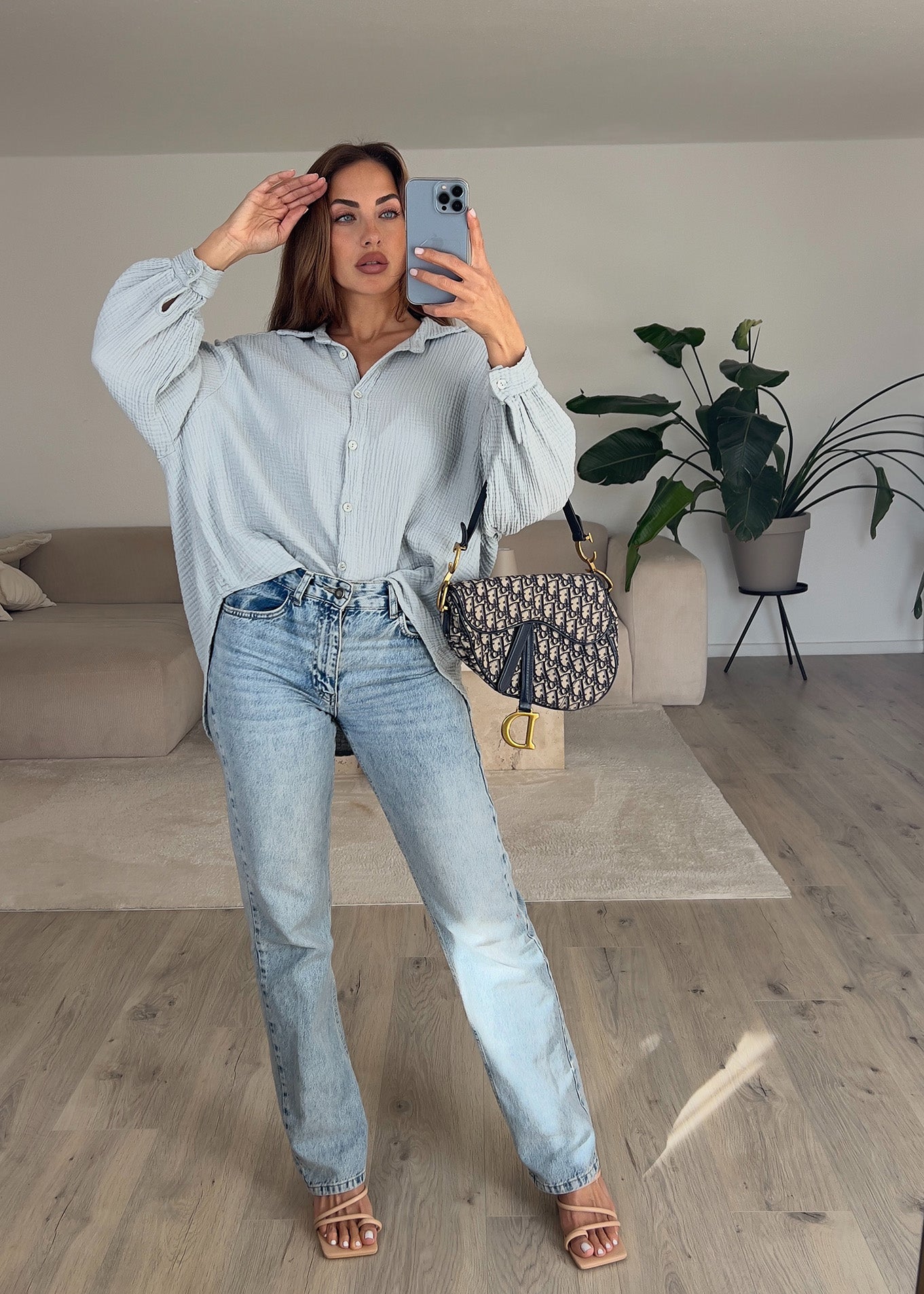 Musselin-Bluse Hellgrau