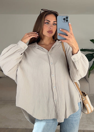 Musselin-Bluse Beige
