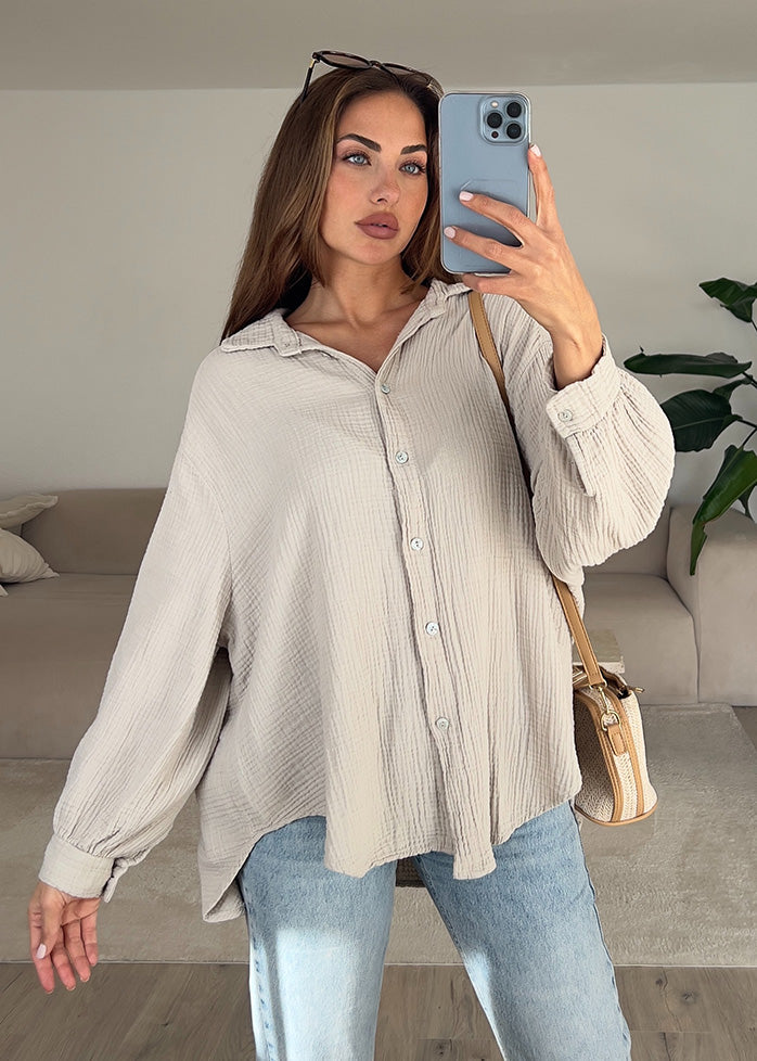 Musselin-Bluse Beige