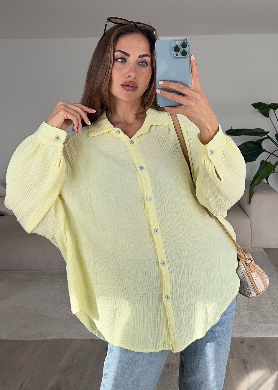 Musselin-Bluse Gelb