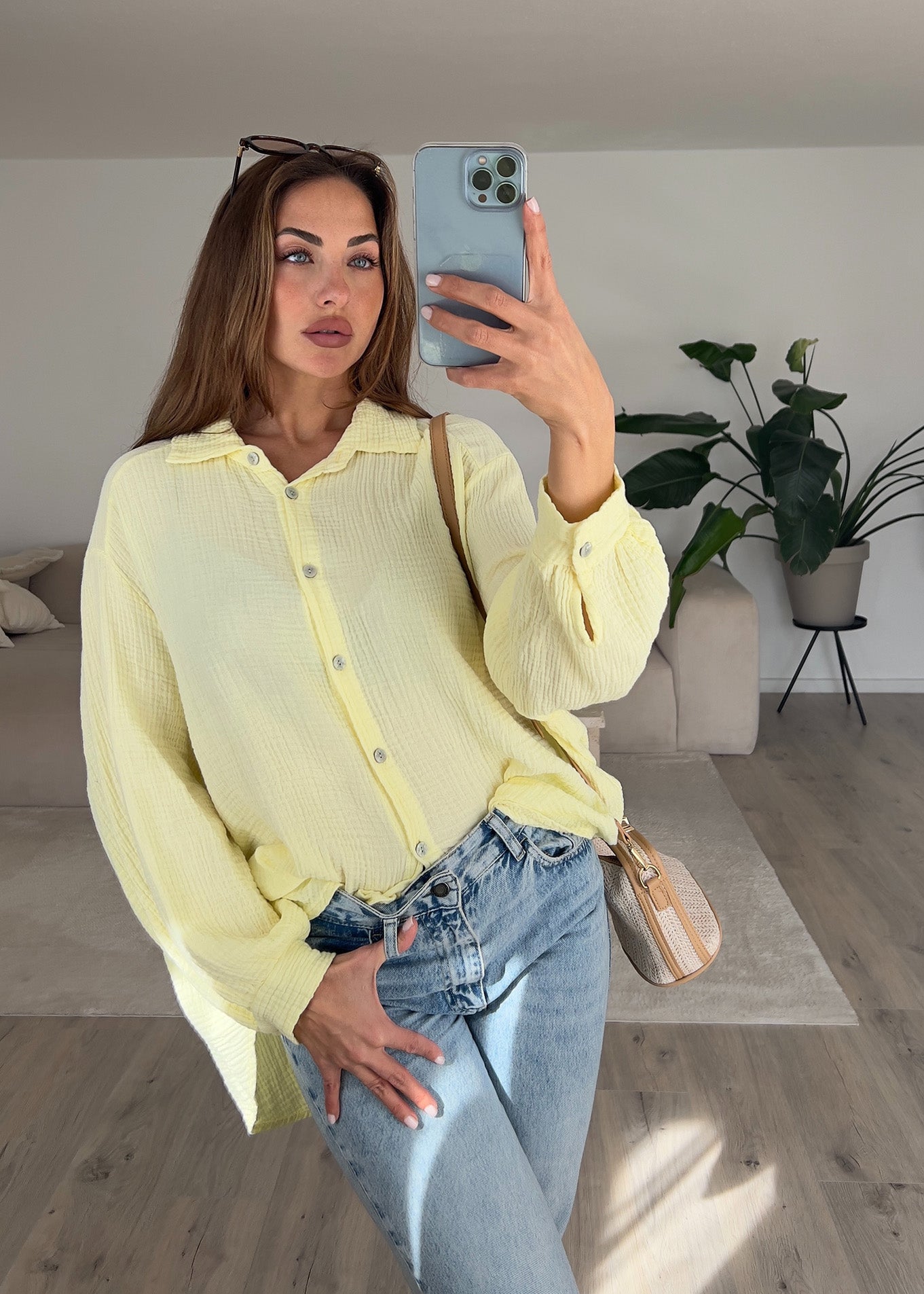 Musselin-Bluse Gelb