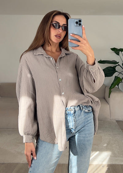 Musselin-Bluse Taupe