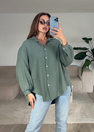 Musselin-Bluse Khaki