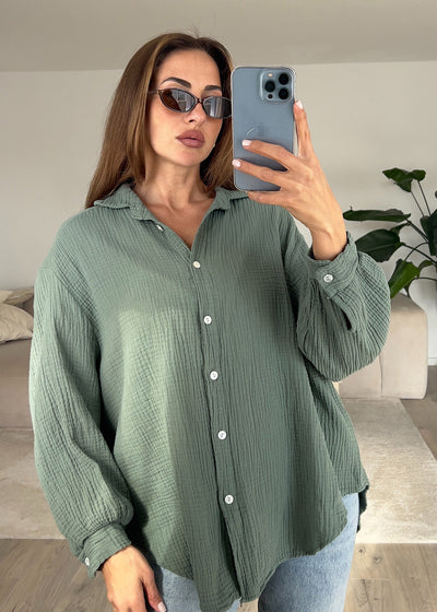 Musselin-Bluse Khaki